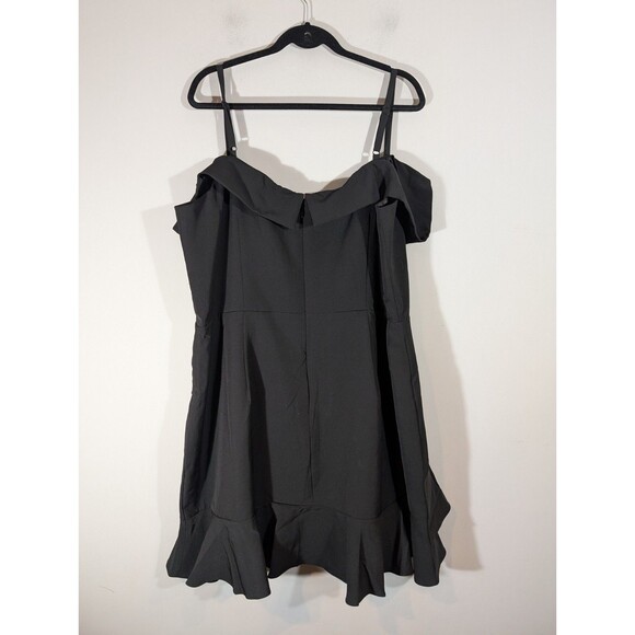 City Chic Women Black Sleeveless Ruffle Party Dress XL Cocktail Club Luxe Sexy - Picture 2 of 9